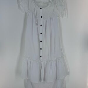 White Button-Front Ruffled Sundress